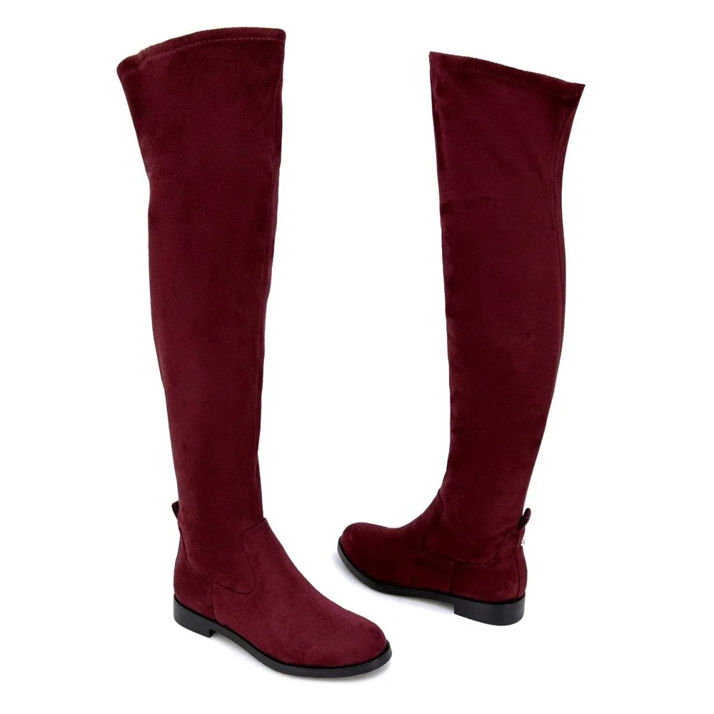 Kenneth Cole Reaction Windy Burgundy Knee High Boot Womens Faux Suede Boot 9M‎